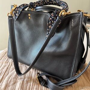 Quince Italian Leather Medium Convertible Satchel - Black